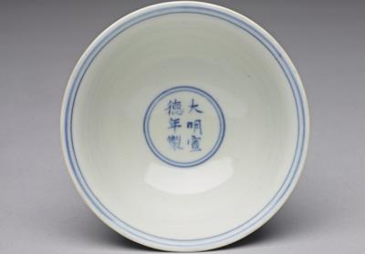 图片[2]-Stem teacup in underglaze blue with pine, bamboo, and plum blossom decor, Ming dynasty, Xuande reign (1426-1435)-China Archive